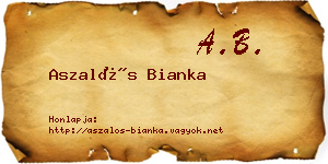 Aszalós Bianka névjegykártya