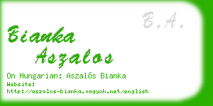 bianka aszalos business card